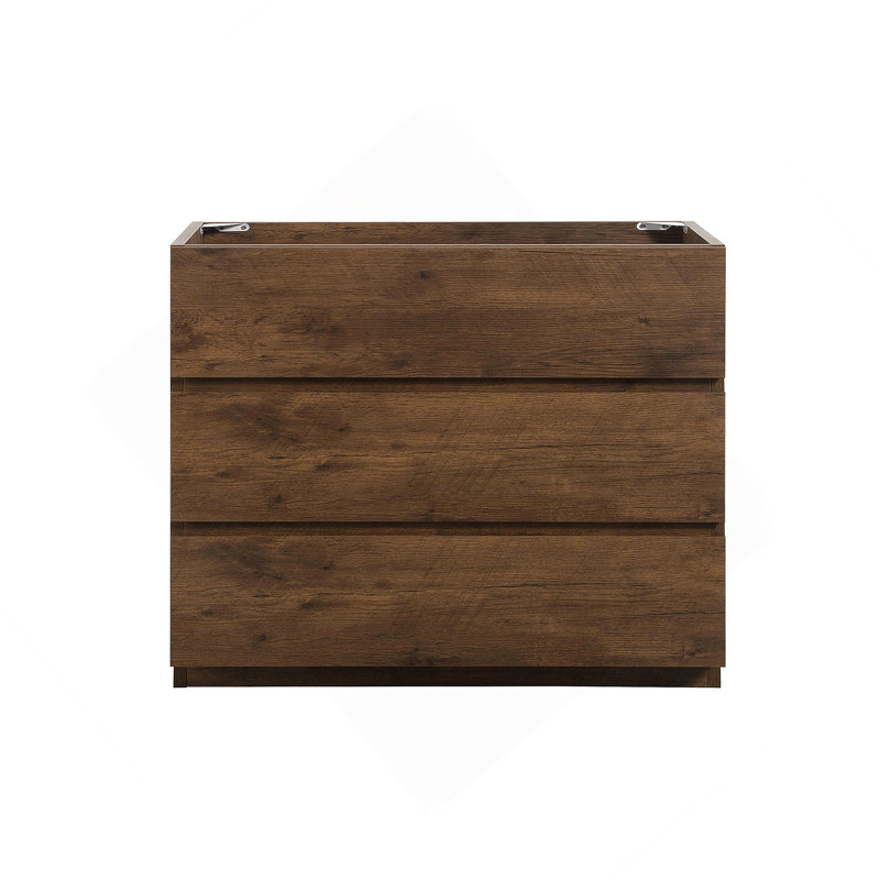Armoire de plancher SANS lavabo, couleur noyer, avec trois tiroirs, Noyer
