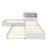 L-Shaped Combination Twin Bed Frame with Trundle and Drawer,3-in-1 Low Corner Platform Bed Linked with Built-in Desk and Led Downlight-1815930778