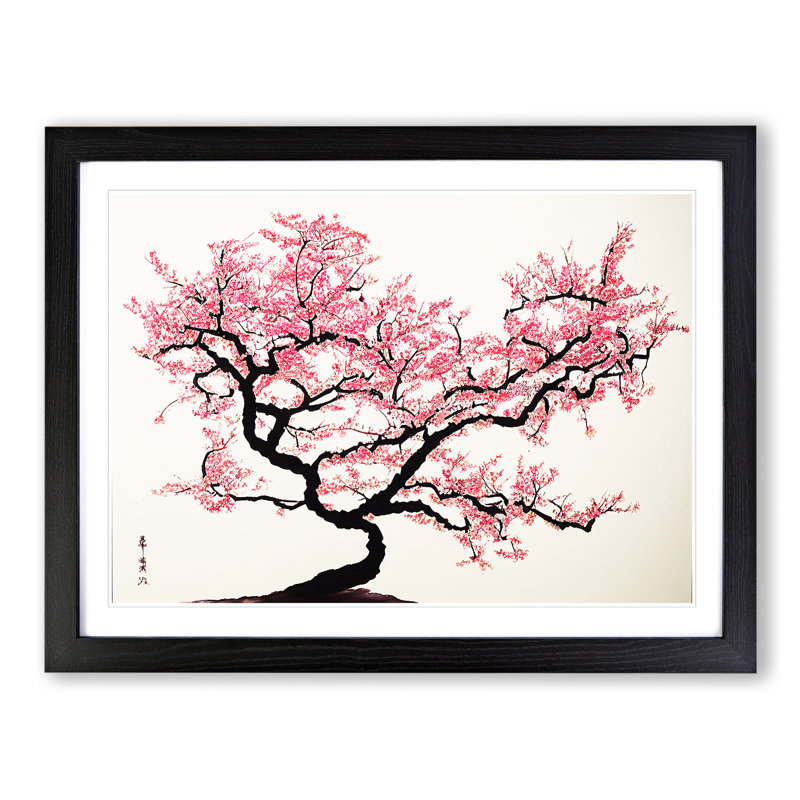 Adorable Cherry Blossom Tree - Single Picture Frame Print, Black, 46cm H x 64cm W x 2cm D