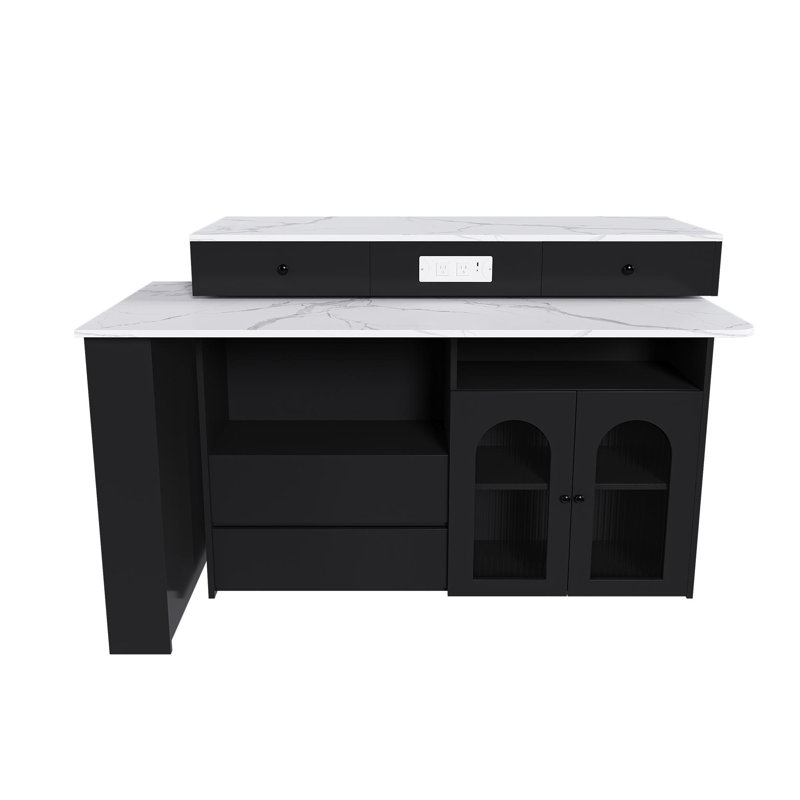 Ensemble d'îlot de cuisine 53,14 po, Noir / blanc