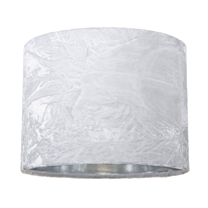 30cm Velvet Drum Lamp Shade, White, 15cm H x 20cm W x 20cm D