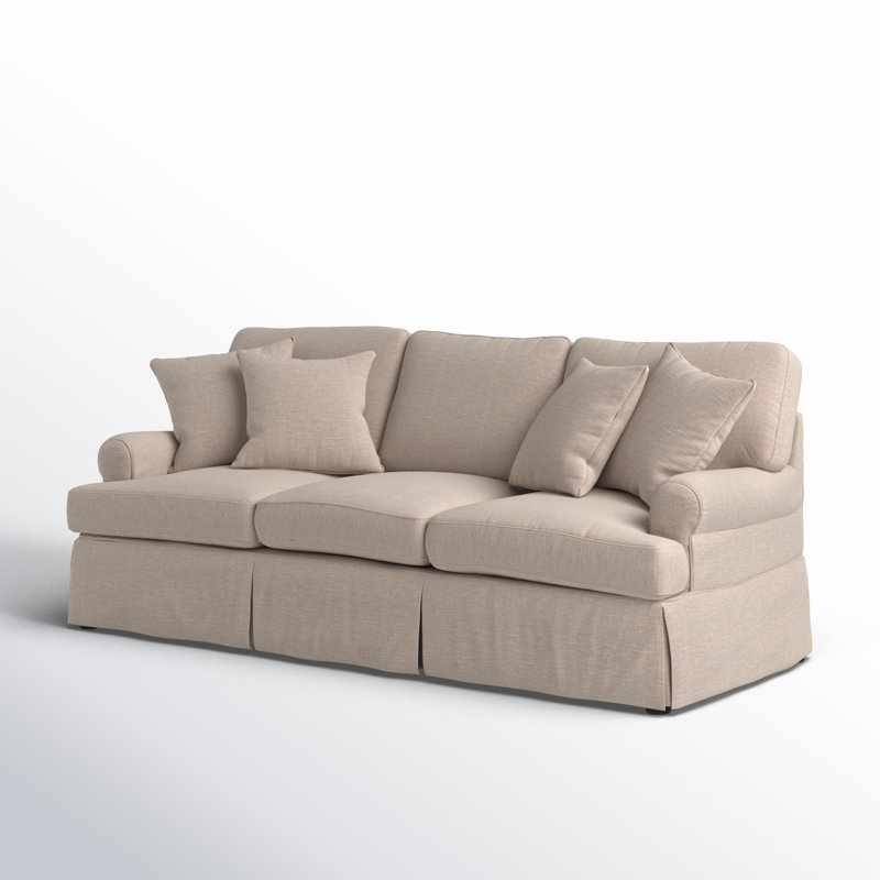 Pike 85" Rolled Arm Slipcovered Sofa with Reversible Cushions, Linen