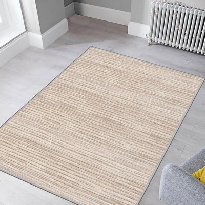 Stylish Woven Carpet, 4 x 6 Feet, 100% Polyester | Antibacterial, 3D Digital Printing, Non-Slip PVC Felt Dot Underside | Machine Washable, 0.4 in Pile Height, Perfect for Living Room & Bedroom Decor