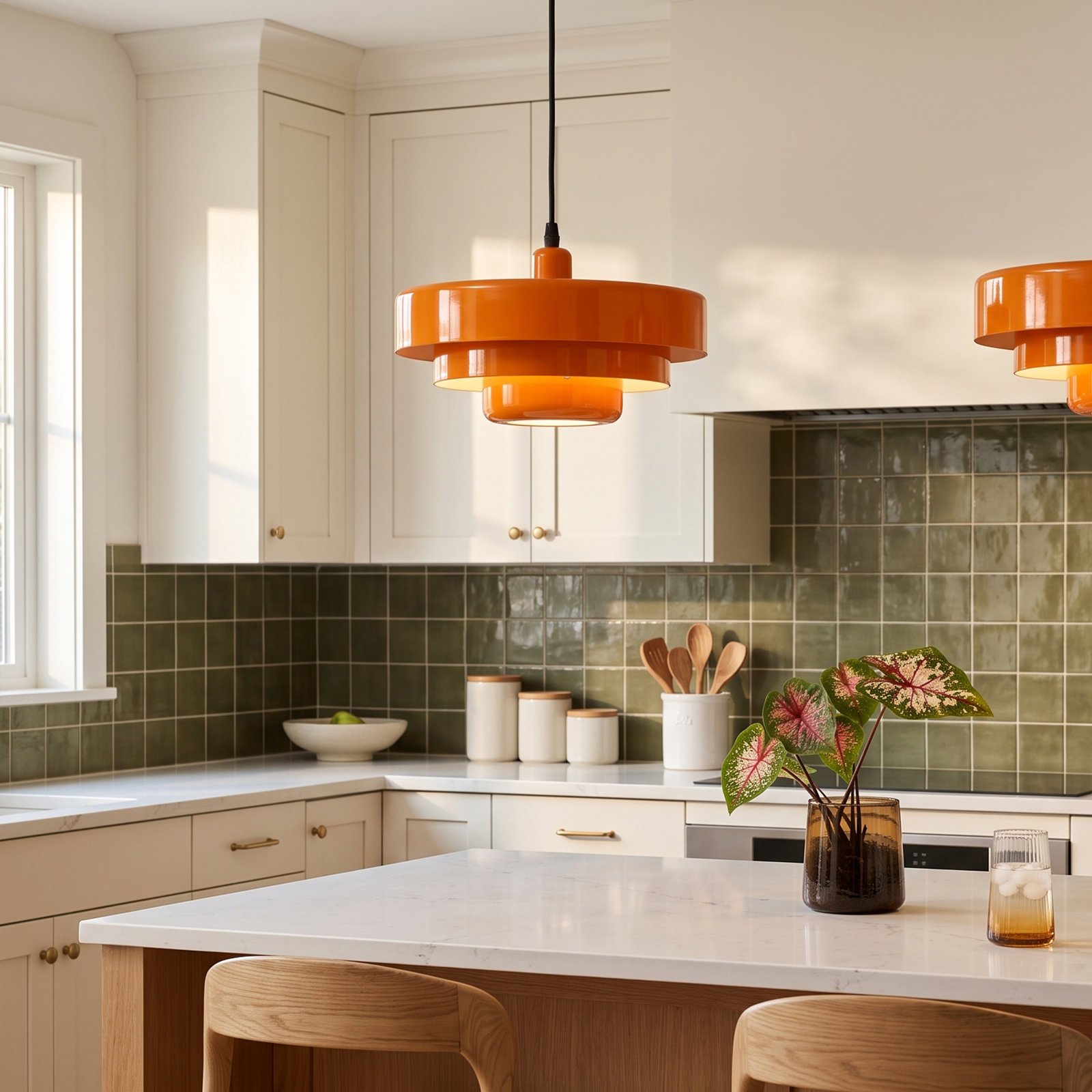 Epone 0 Light Iron Pendant, Orange