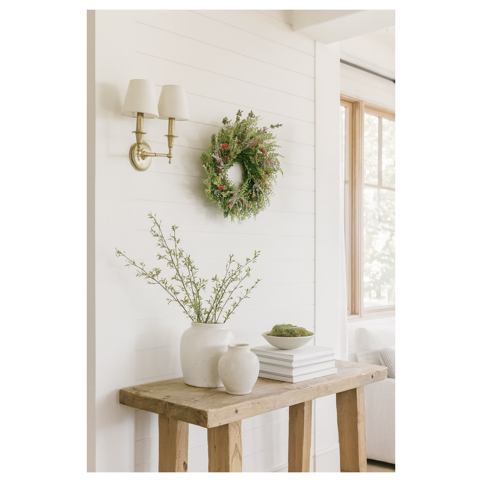 Handmade Dried Spring Posies Wreath, 22" H x 22" W x 5" D