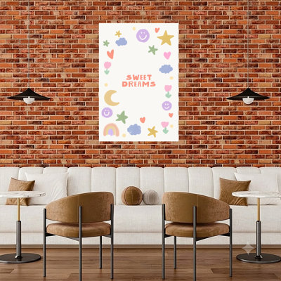 «Sweet Dreams Happy Doodles Dreamy Playful Whimsical Flower Landscape», reproduction d'art mural
