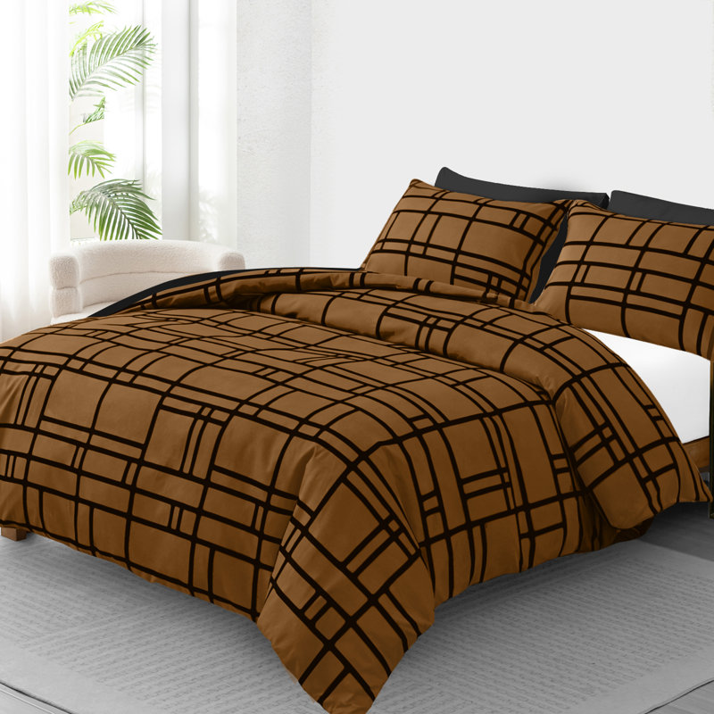 Microfiber Chequered Duvet Cover Set, Single (135cm x 200cm)