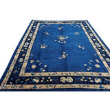 Antique Peking Chinese Floral Hooked Rug