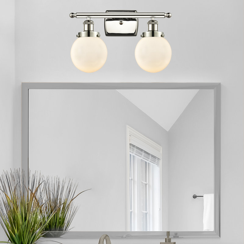 Éclairage pour salle de bain 2 lumières Chippewa, Blanc mat, Incandescent, Nickel poli