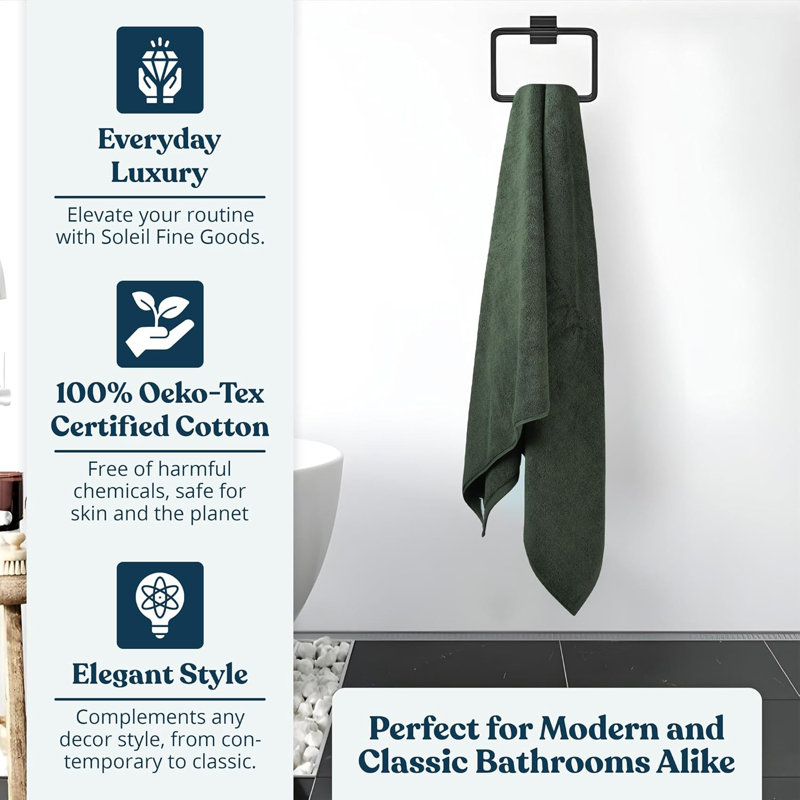800 GSM Heavyweight Luxury Cotton Bath Towels Set of 4 – Ultra Absorbent, Quick Dry, Fade Resistant, 27"x54" for Spa & Bathroom Decor