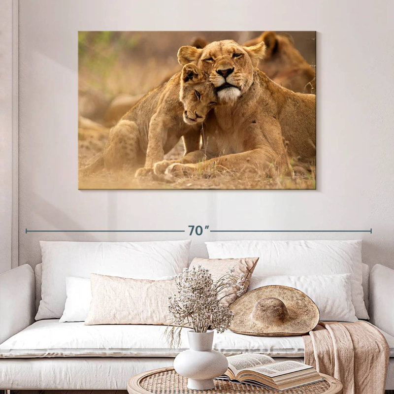Lioness And Cub, 32" H x 48" W