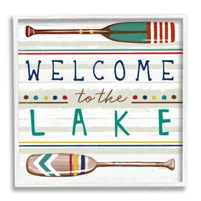 " Welcome To Lake Striped Boat Oars " by Elizabeth Tyndall