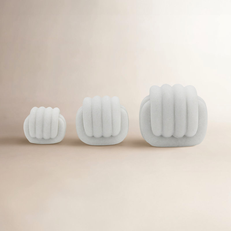 Ensemble de 3 objets décoratifs pour la décoration intérieure - Figurines modernes sculptées en résine arrondie 6 po, blanc
