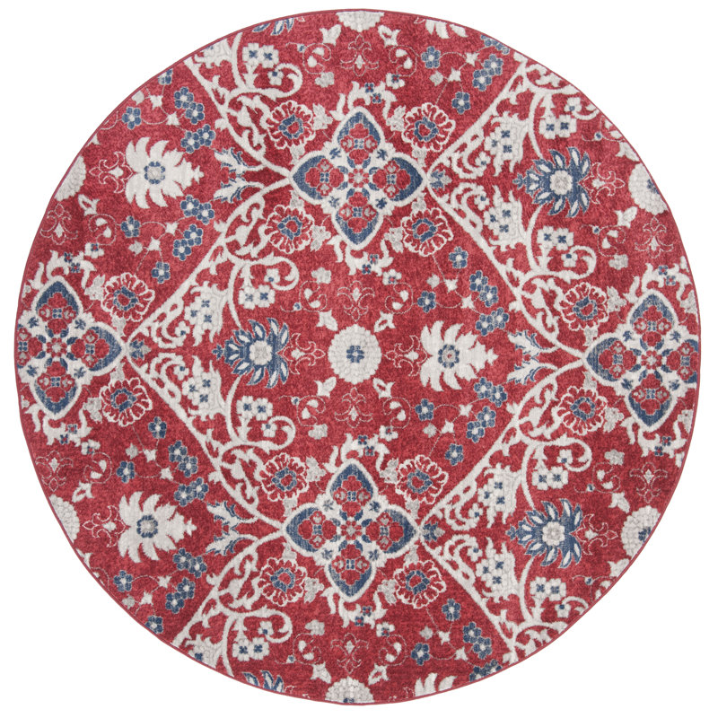 Tapis rouge / ivoire Evart Southwestern, Rond 6 pi 7 po