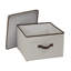 Grande boîte de rangement avec couvercle, toile en poly-coton doux avec cadre renforcé, capacité de rangement généreuse, couvercle entièrement amovible, poignée avant, polyvalent, pliable et empilable, naturel avec bordure café-1979030971-1979030970