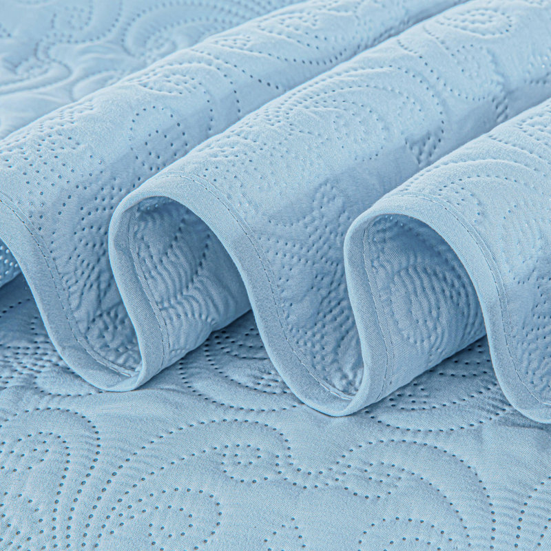 Luca 3-Piece Lightweight Microfiber Oversized Bedspread Set, King Coverlet/Bedspread + 2 King Shams, Chambray Blue