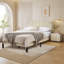 Grand lit plateforme en velours rose avec tête de lit à garniture cloutée, cadre de lit tapissier sans sommier, lit rosé moderne pour la chambre à coucher-1819051359-1819051356