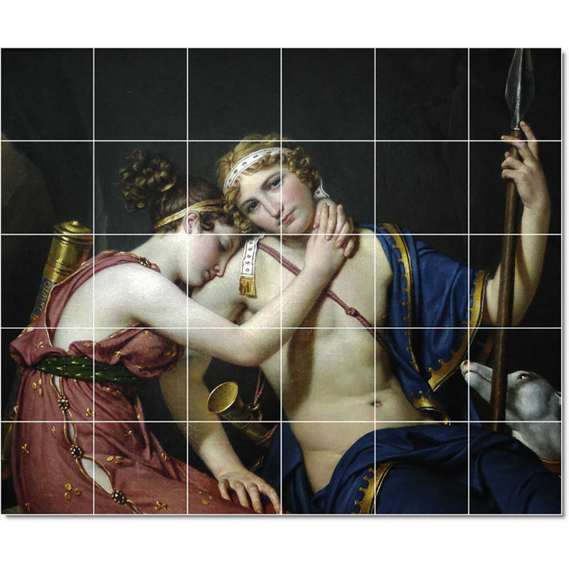 Carreau de peinture murale 25,5 po x 21,25 po 4,25 po x 4,25 po, David Jacques Louis Homme Femme W22656