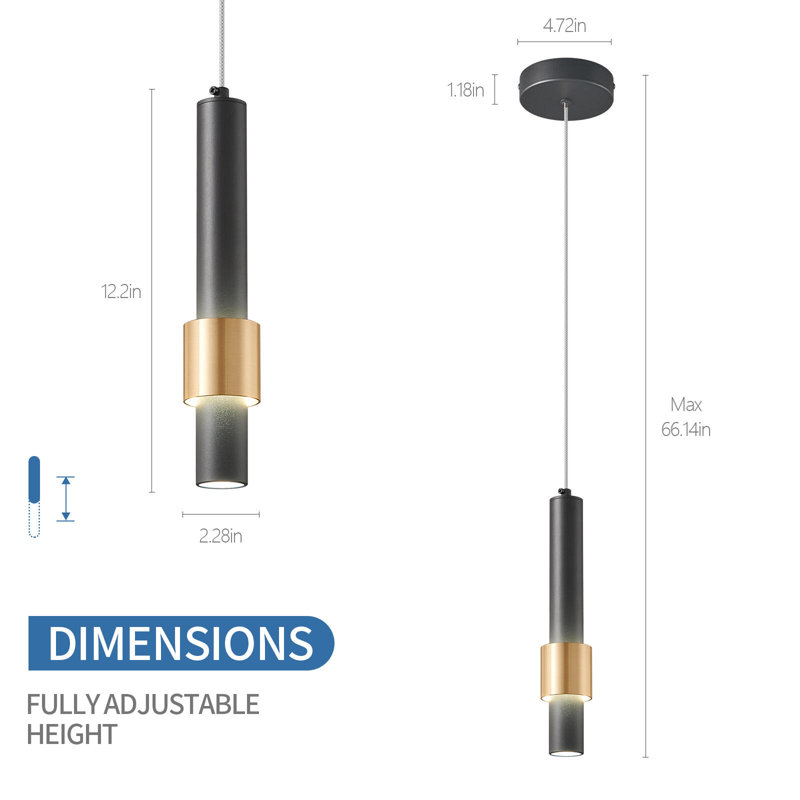 Mini luminaire suspendu à DEL pour îlot de cuisine à intensité variable et petite lampe de chevet pour chambre à coucher
