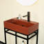 Lavabo de salle de bain en céramique rouge 24 po, surface hygiénique - lavabo moderne en céramique de conception scandinave, sans armoire et attrayant