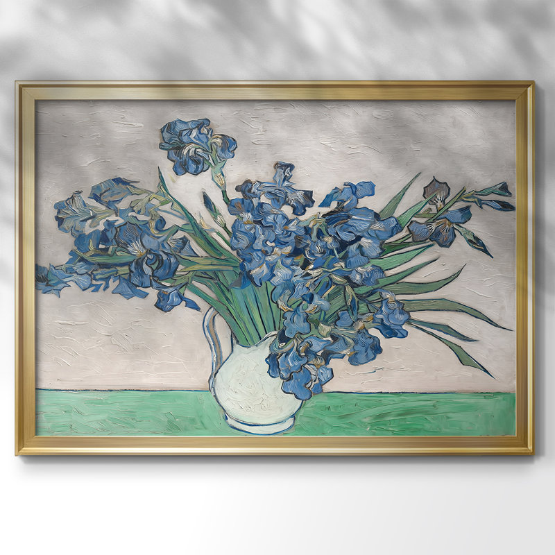 Irises - Vincent van Gogh - Toile tendue avec châssis, 1890, 30 x 5 x 42,5, Toile avec cadre, Or