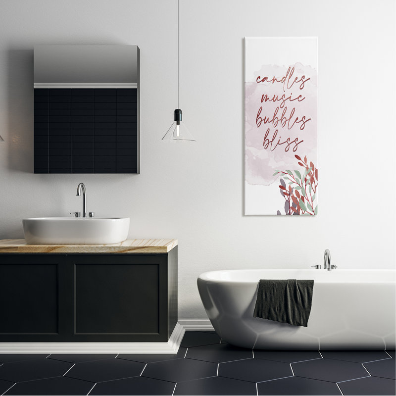 Mots de salle de bain roses par Kim Allen, H 48 po x l 20 po x P 1,5 po