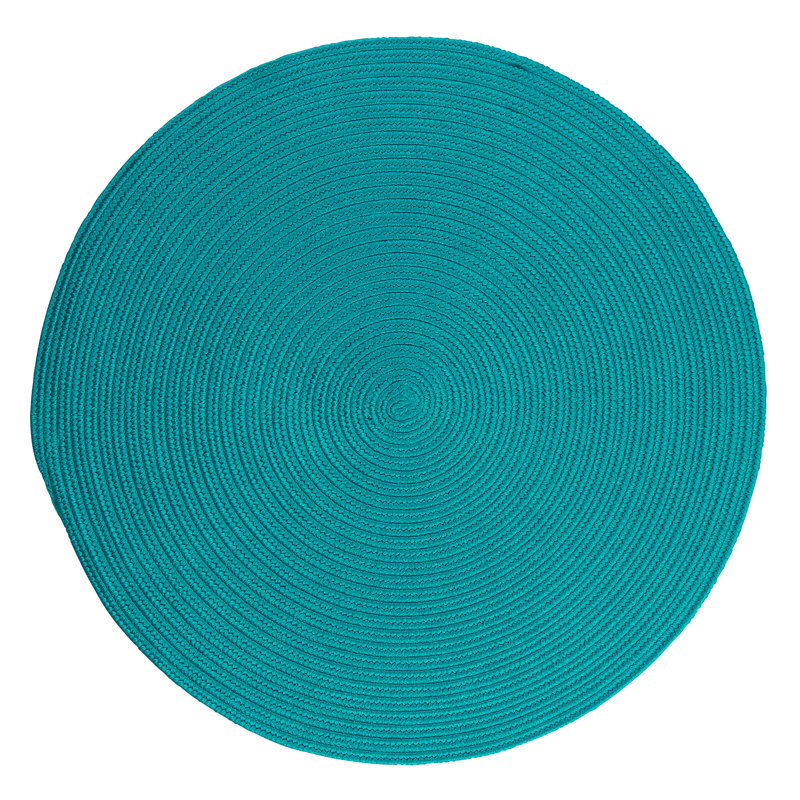 Tapis turquoise tressé AUCIello Port Royale, Rond 9 pi