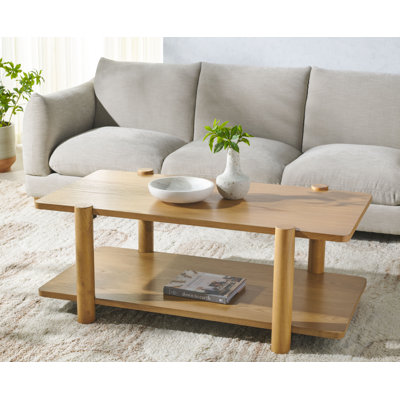  Table basse à 2 tablettes en bois Larraine