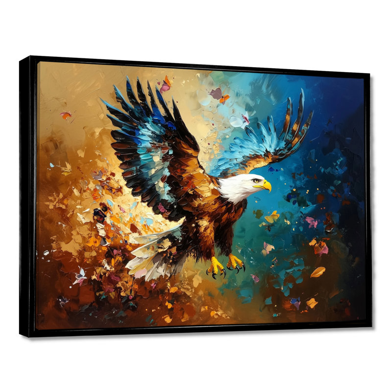 «Soaring Eagle Freedom II», art mural Aigle, Black, Impression dans un cadre flottant sans passe-parto, H 24 po x l 32 po