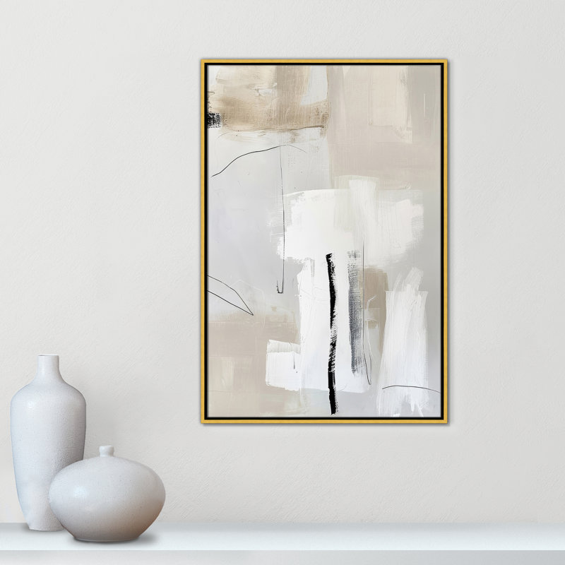 «Neutral Balance II» par Lazar Studio, Framed Canvas, 25.5'' W x 37.5'' H, Gold Floater