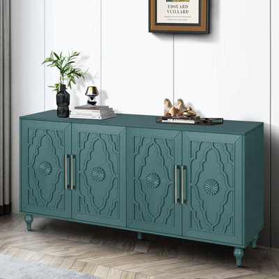 Armoire de rangement avec poignée en métal, buffet moderne avec tablettes réglables