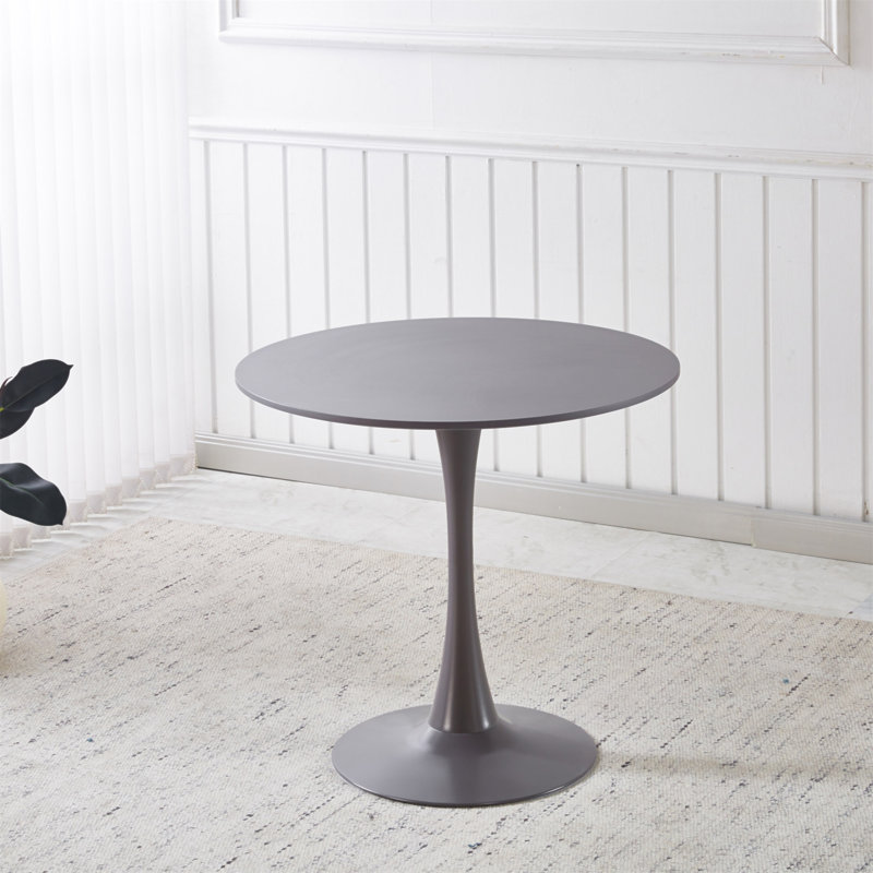 Table de salle à manger 31,5 "de couleur grise à plateau Tulip Mid-Century pour 2 à 4 personnes avec plateau en MDF rond, table de salle à manger à piédestal, table basse de loisirs