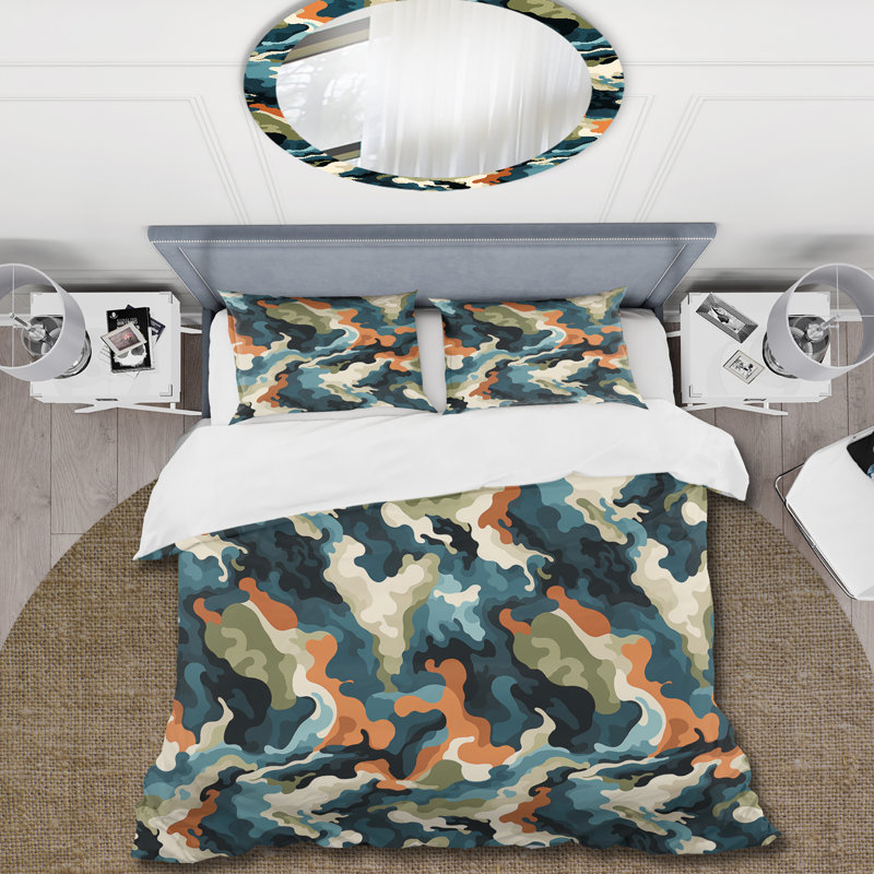 Green Nomad Camo Elegance III - Ensemble de housse de couette camouflage, Housse de couette simple + 1 taie décorative stan