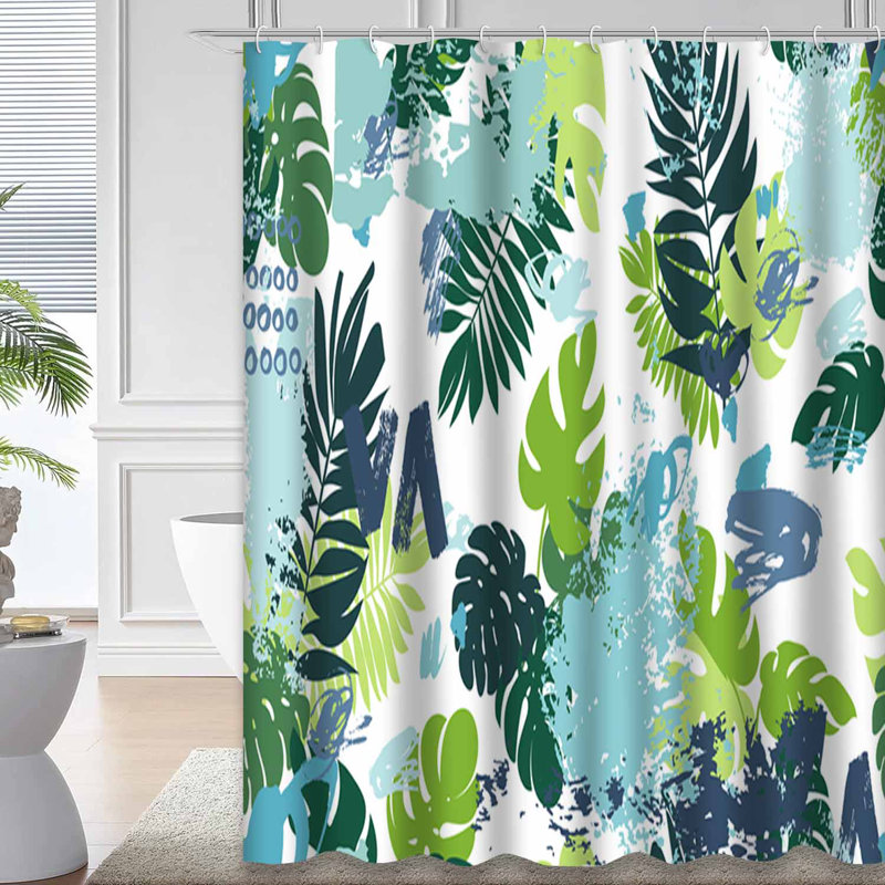 Rideau de douche imperméable à l'eau Gr Tropical JungleBrush avec 12 crochets, L 72 po x l 78 po