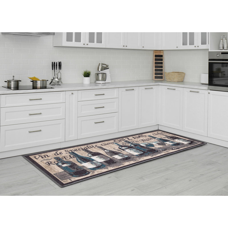 Non-Slip Rubberback Wine Kitchen Runner Rug