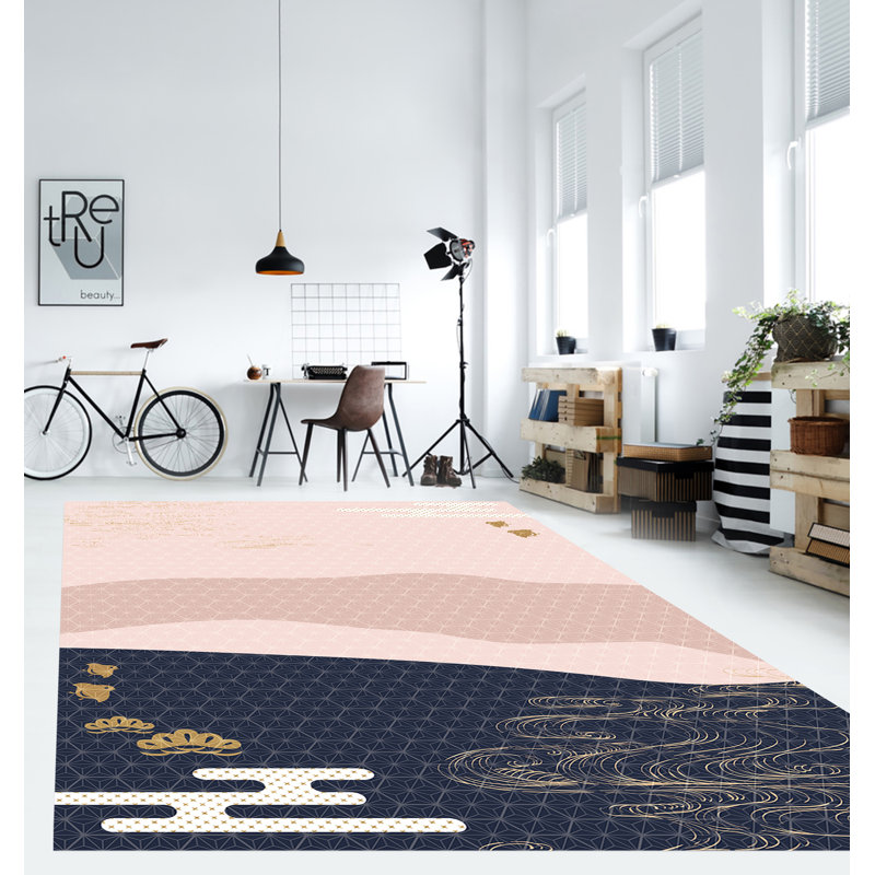 Denten Vinyl Machine Printed Area Rug, Rectangle 3'3.4" x 4'11.1"