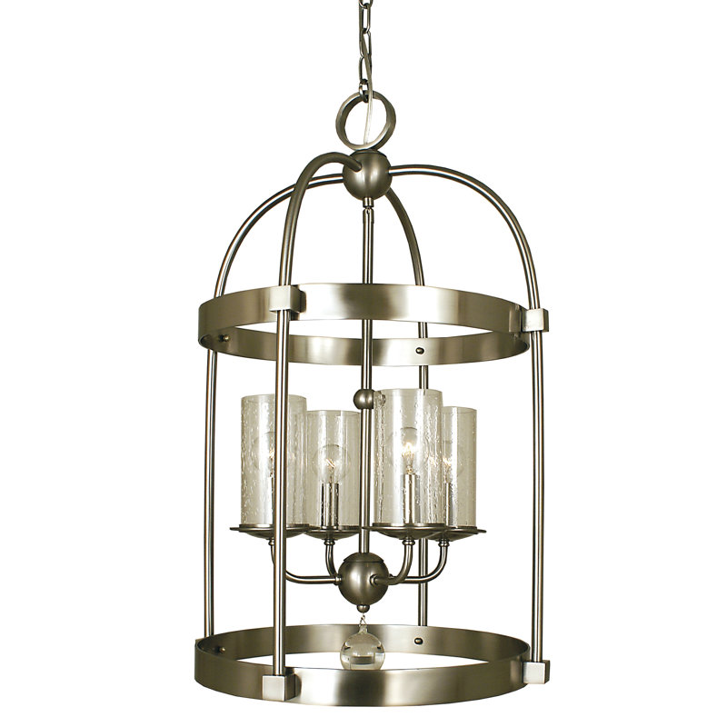 Lustre cylindrique 4 lumières lanterne Reepham, Bronze acajou