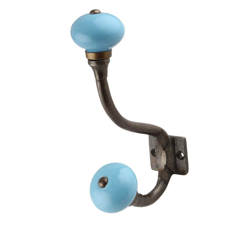 Antoinette Iron Wall Wall Hook, Sky Blue/Antique