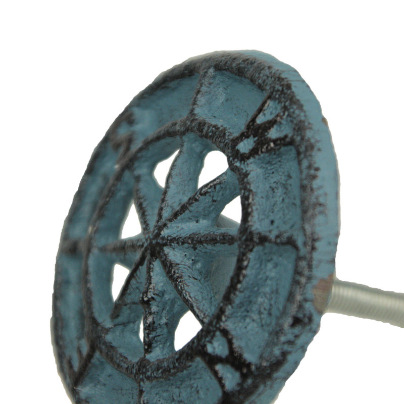 Set Of 12 Light Blue Cast Iron Compass Rose Drawer Pulls Cabinet Hardware Knobs, Light Blue