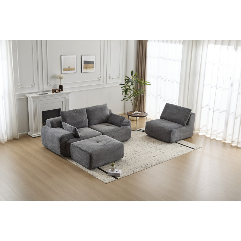 Customizable Modular Corduroy Sofa - Pet-friendly Memory Foam Couch, No-assembly Multi-space Seater