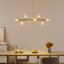 Lustre linéaire en verre Spoutnik moderne 8 lumières Ether - Ampoules 3 couleurs incluses pour la salle à manger et la cuisine