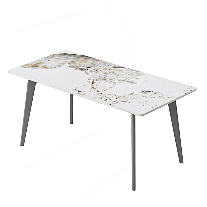 Table de salle à manger 62,99 "moderne blanc Pandora avec plateau en pierre artificielle