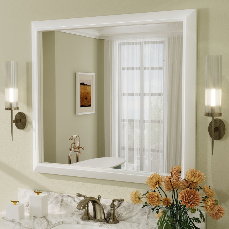 Miroir mural Amara, Blanc mat, 40 po x 36 po