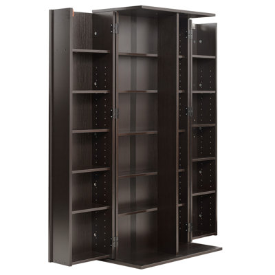 Armoire de rangement multimédia, organisateur de tablette DVD à 6 niveaux, organisateur de rangement multimédia 24,02 x 14,49 x 50 po pour CD, DVD, livres, jeux, tablette de CD pour le salon, le bureau personnel, la salle d'enregistrement, brun