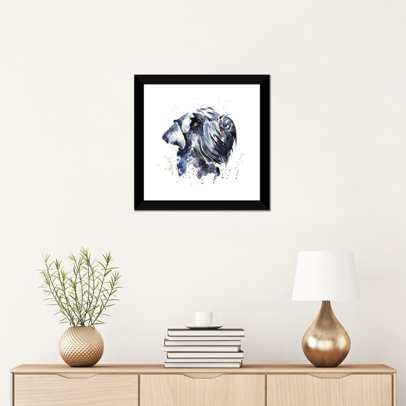Schnauzer géant par EdsWatercolours - impression, Papier encadré noir, Blanc, H 16 po x l 16 po x P 1 po