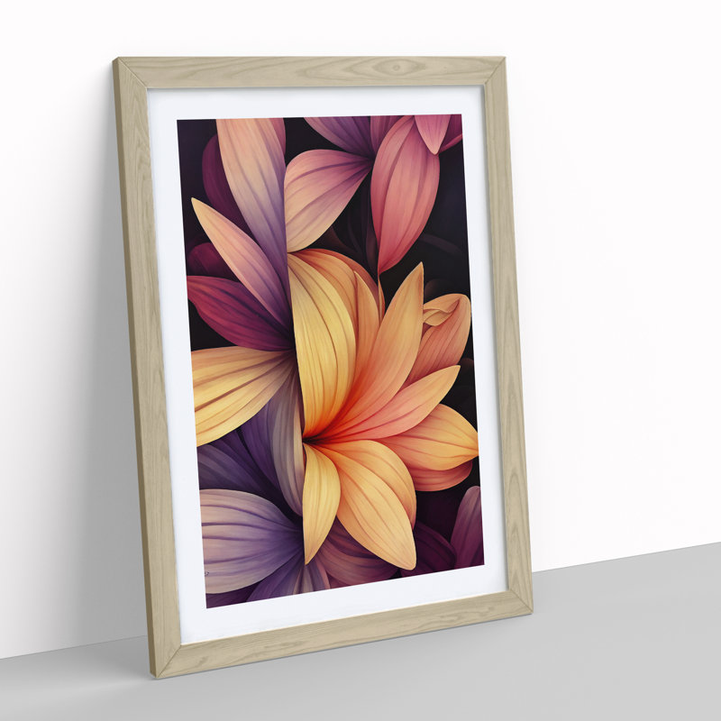 The Adventurous Flowers - Wall Art, 48cm H x 36cm W, Oak Framed Paper, White