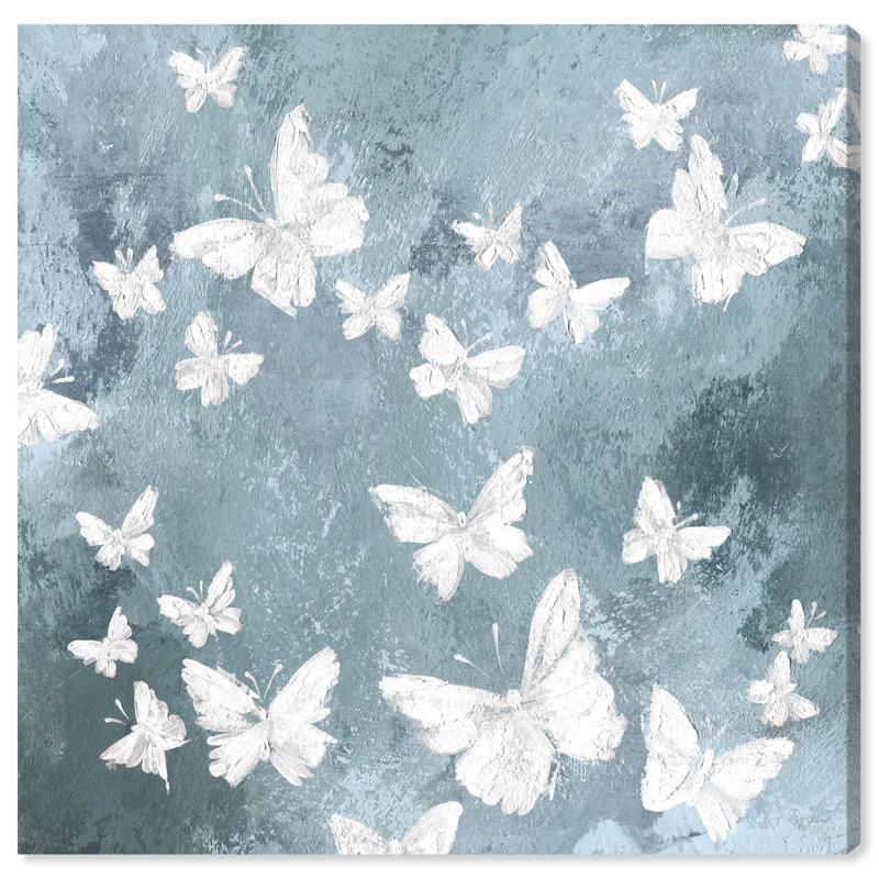 Animaux, papillons dans le vent, insectes - Impression sur toile, H 40 po x l 40 po, Toile tendue