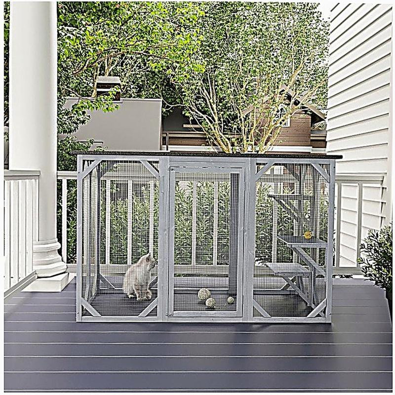 Grande cage d'extérieur en bois pour chat