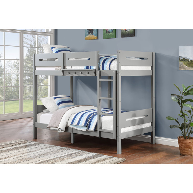 Edah Bunk Bed With Slat System, Fully KD Structure, Removable Ladder And Hanger, Ideal For Space - Saving And Easy Assembly