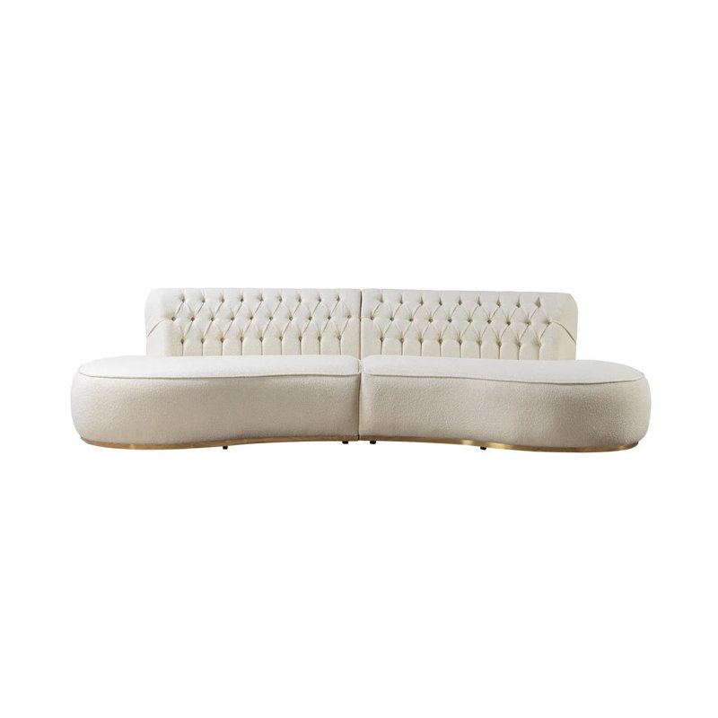 Petrisevac 2 - Piece Upholstered Sectional, Ivory Fabric